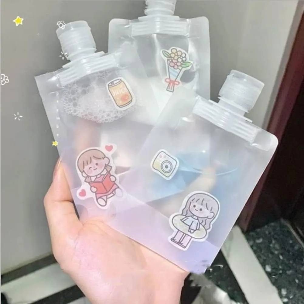 10PCS Lotion Dispenser Bags Travel Size Refillable Pouches with a Funnel, Empty Squeezable Pouch for Toiletries, Travel Accessories Cosmetic Containers for Shampoo Liquid Lotion (30ml 50ml)