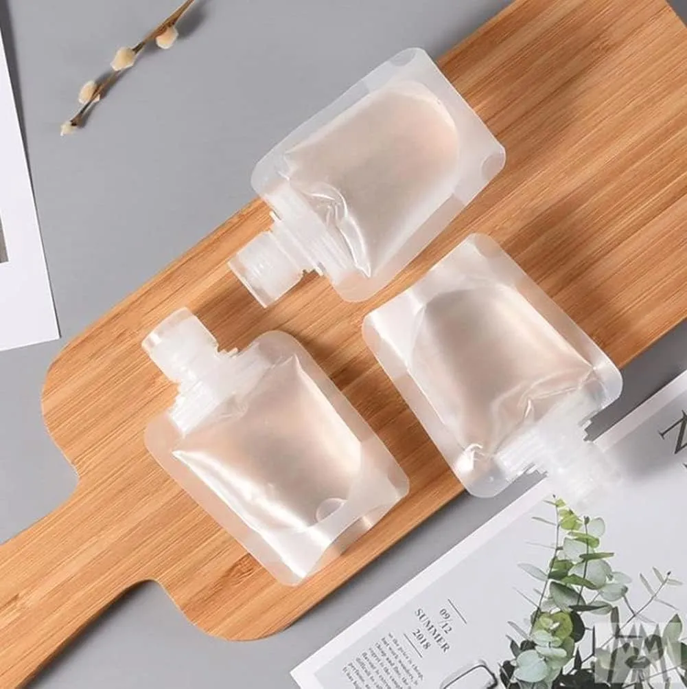 10PCS Lotion Dispenser Bags Travel Size Refillable Pouches with a Funnel, Empty Squeezable Pouch for Toiletries, Travel Accessories Cosmetic Containers for Shampoo Liquid Lotion (30ml 50ml)