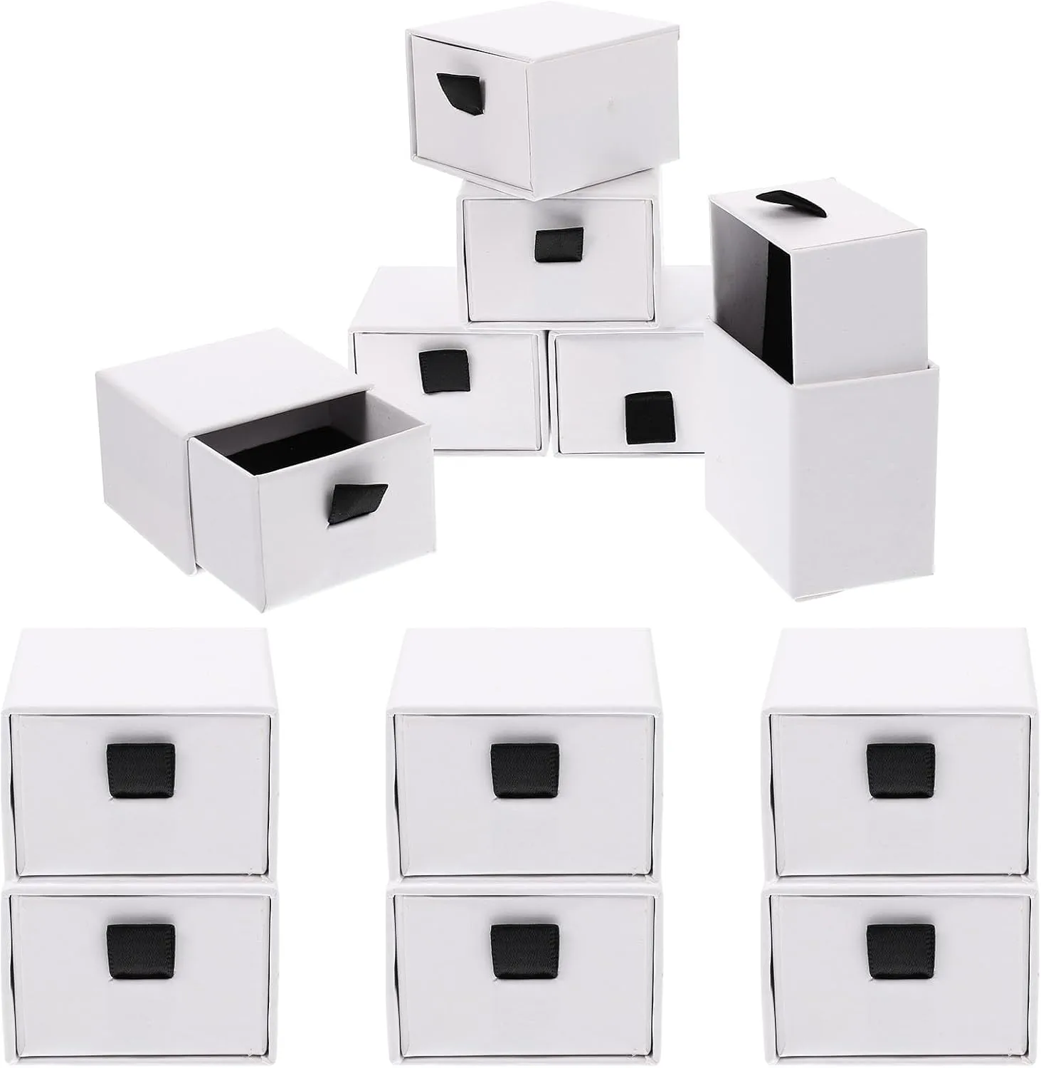 12pcs Velvet Jewelry Box Drawer Style Display Jewelry Boxes for Brooch Watches Rings Earrings Necklaces Bracelet and Small Items