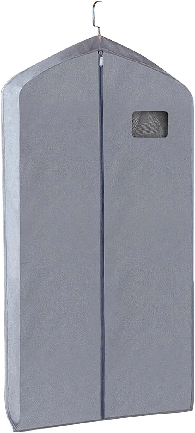 130cm/51 Cloth Garment Bag for Hanging Clothes, Garment Covers with Zipper and Transparent Windows, Protector, for Coat, Jacket, Sweater, Shirts(Gray)