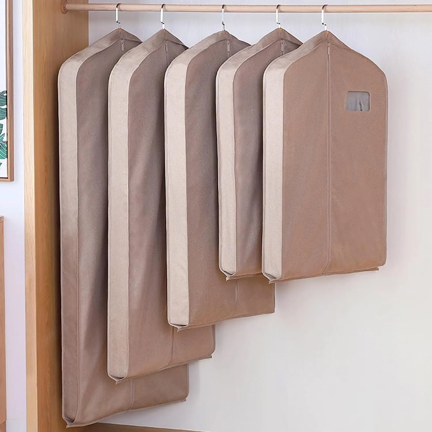 130cm/51 Cloth Garment Bag for Hanging Clothes, Garment Covers with Zipper and Transparent Windows, Protector, for Coat, Jacket, Sweater, Shirts(Gray)