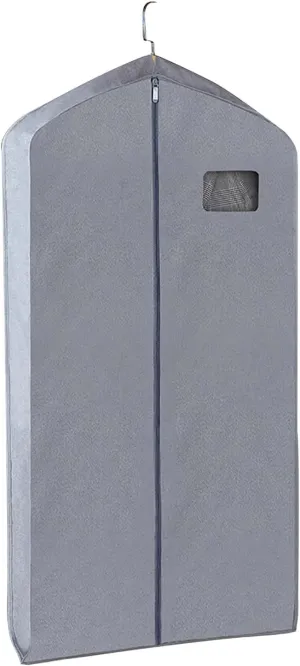 130cm/51 Cloth Garment Bag for Hanging Clothes, Garment Covers with Zipper and Transparent Windows, Protector, for Coat, Jacket, Sweater, Shirts(Gray)