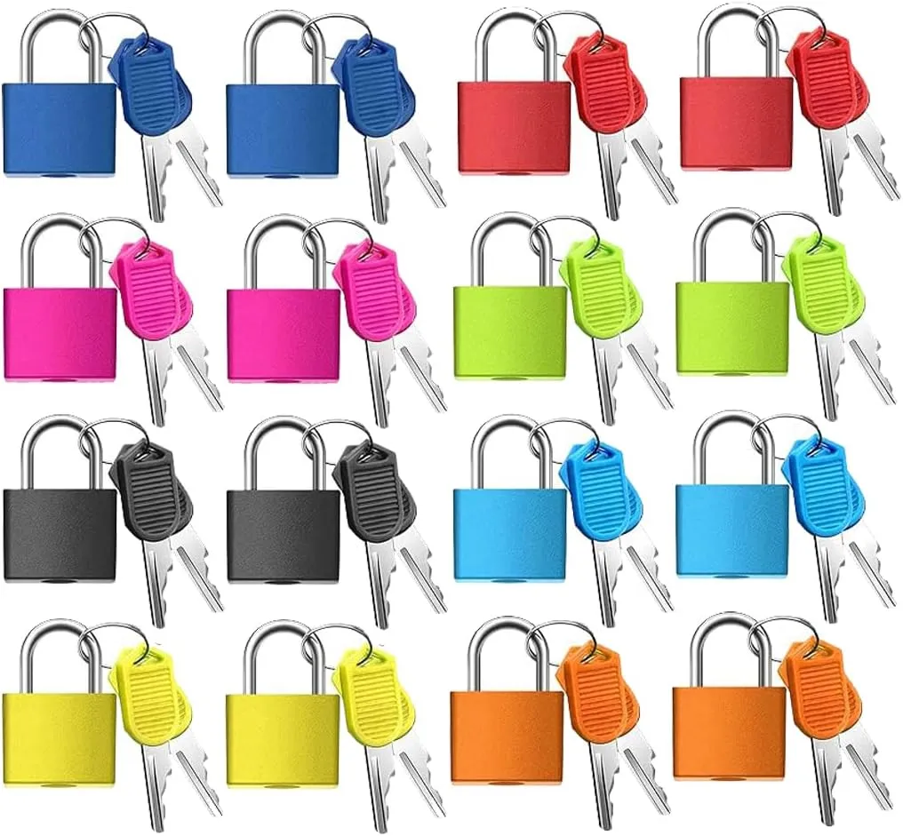 16 Pack Suitcase Locks with Keys,Small Luggage Padlocks,Multicolor Mini Keyed Padlock,Small Locks with Keys Luggage Padlocks for Suitcase,Jewelry Box,Backpack,Boxes,Toy Box