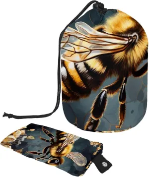 2 Pcs Cosmetic Bag bucket Travel Makeup Bags Large Capacity Soft Waterproof Portable Drawstring Cosmetic Bag, Art Insect Honeybee