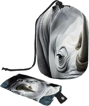 2 Pcs Cosmetic Bag bucket Travel Makeup Bags Large Capacity Soft Waterproof Portable Drawstring Cosmetic Bag, Art Rhino Pattern 63