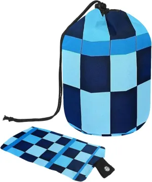 2 Pcs Cosmetic Bag bucket Travel Makeup Bags Large Capacity Soft Waterproof Portable Drawstring Cosmetic Bag, Black Blue Checkerboard 15