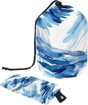 2 Pcs Cosmetic Bag bucket Travel Makeup Bags Large Capacity Soft Waterproof Portable Drawstring Cosmetic Bag, Blue Art Angel Wings Print