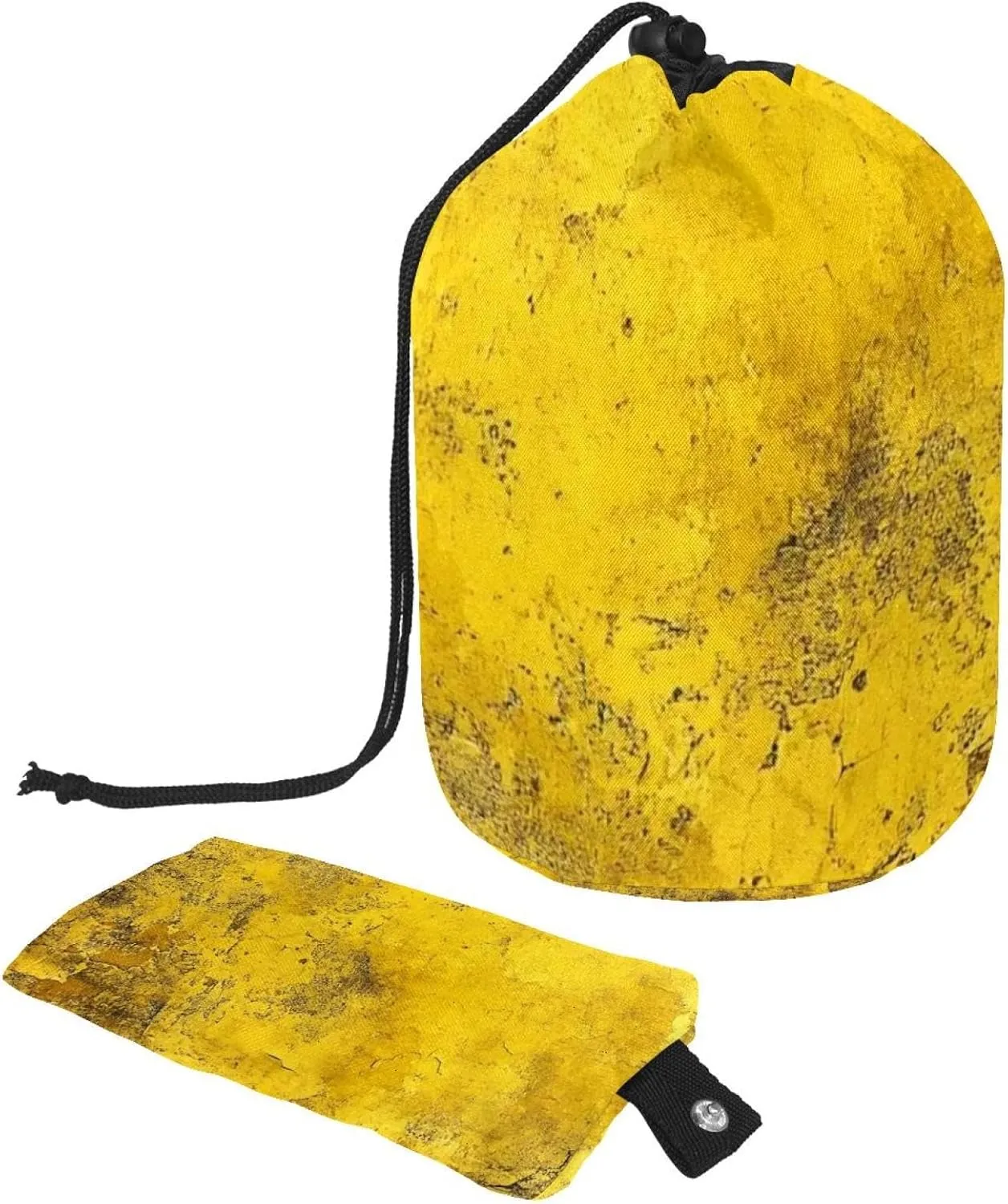 2 Pcs Cosmetic Bag bucket Travel Makeup Bags Large Capacity Soft Waterproof Portable Drawstring Cosmetic Bag, Vintage Yellow Golden Texture 19