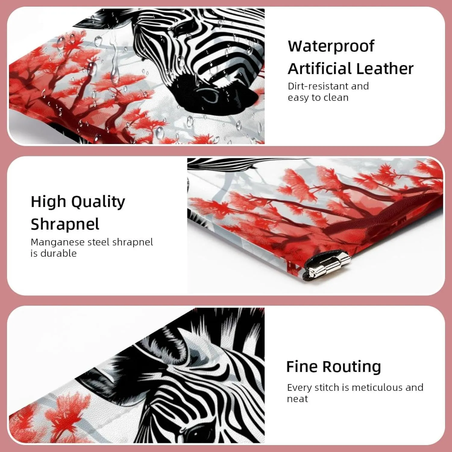 2Pcs Small Makeup Bag for Purse, Autumn Animal Zebra Pocket Cosmetic Bag Squeeze Pouch, Portable Mini Travel Makeup Bag for Women Gifts