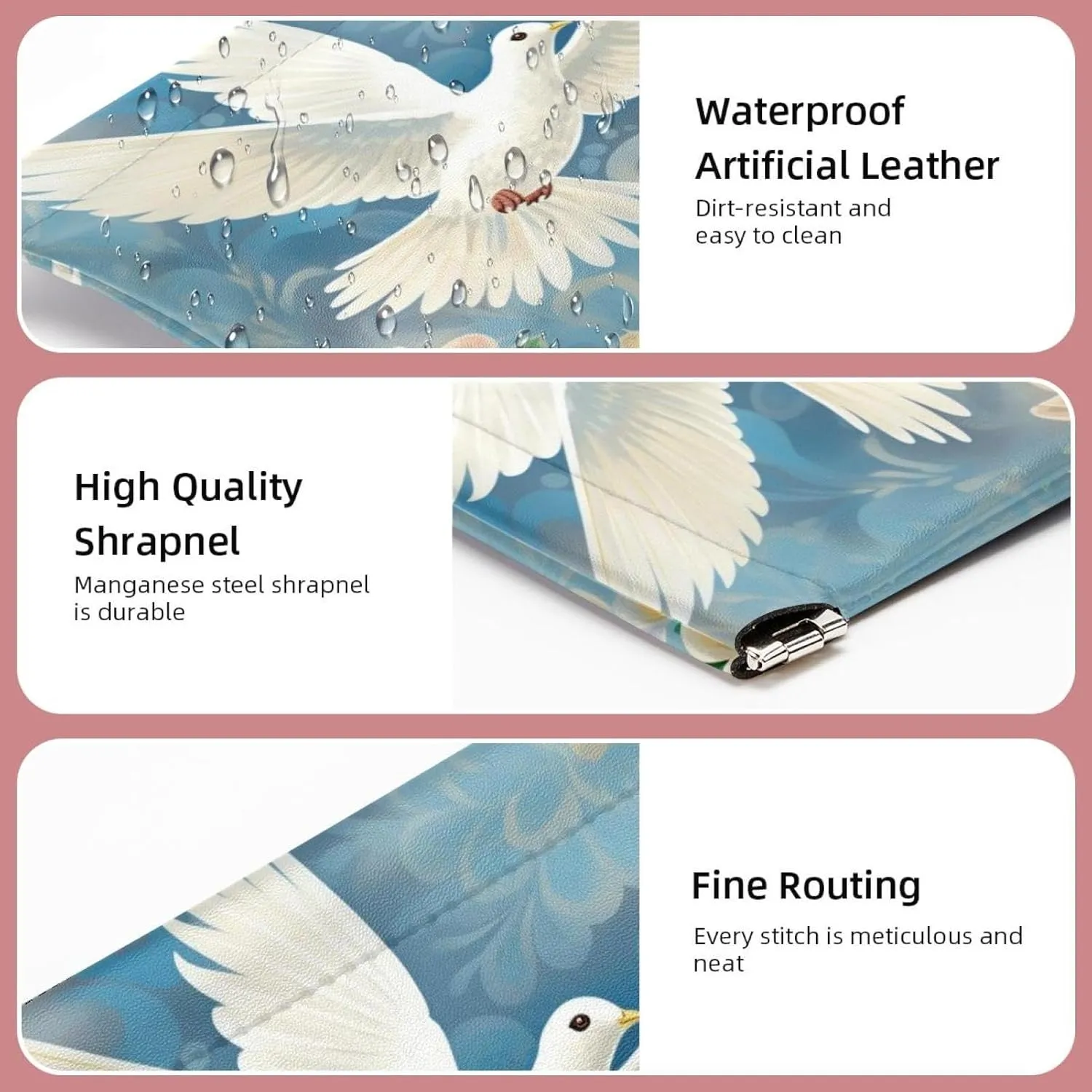 2Pcs Small Makeup Bag for Purse, Floral Pigeon Pocket Cosmetic Bag Squeeze Pouch, Portable Mini Travel Makeup Bag for Women Gifts