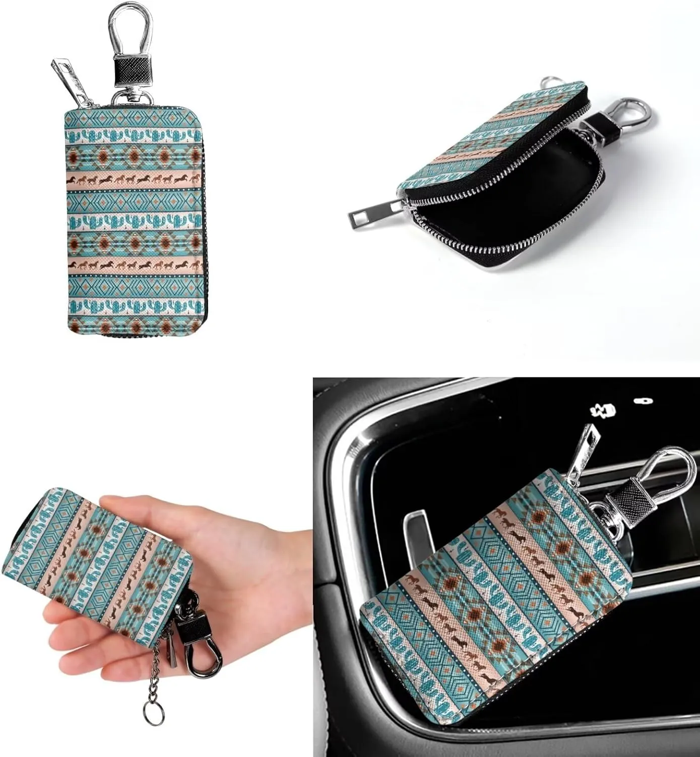 2Pcs Tote Bags Set Crossbody Bags Shoulder Purses for Women Car Key Fob Protector