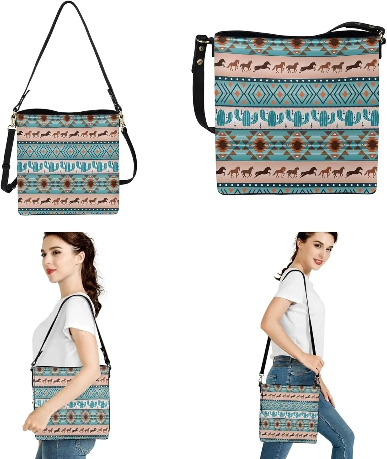 2Pcs Tote Bags Set Crossbody Bags Shoulder Purses for Women Car Key Fob Protector