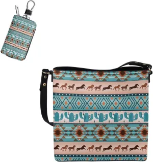 2Pcs Tote Bags Set Crossbody Bags Shoulder Purses for Women Car Key Fob Protector