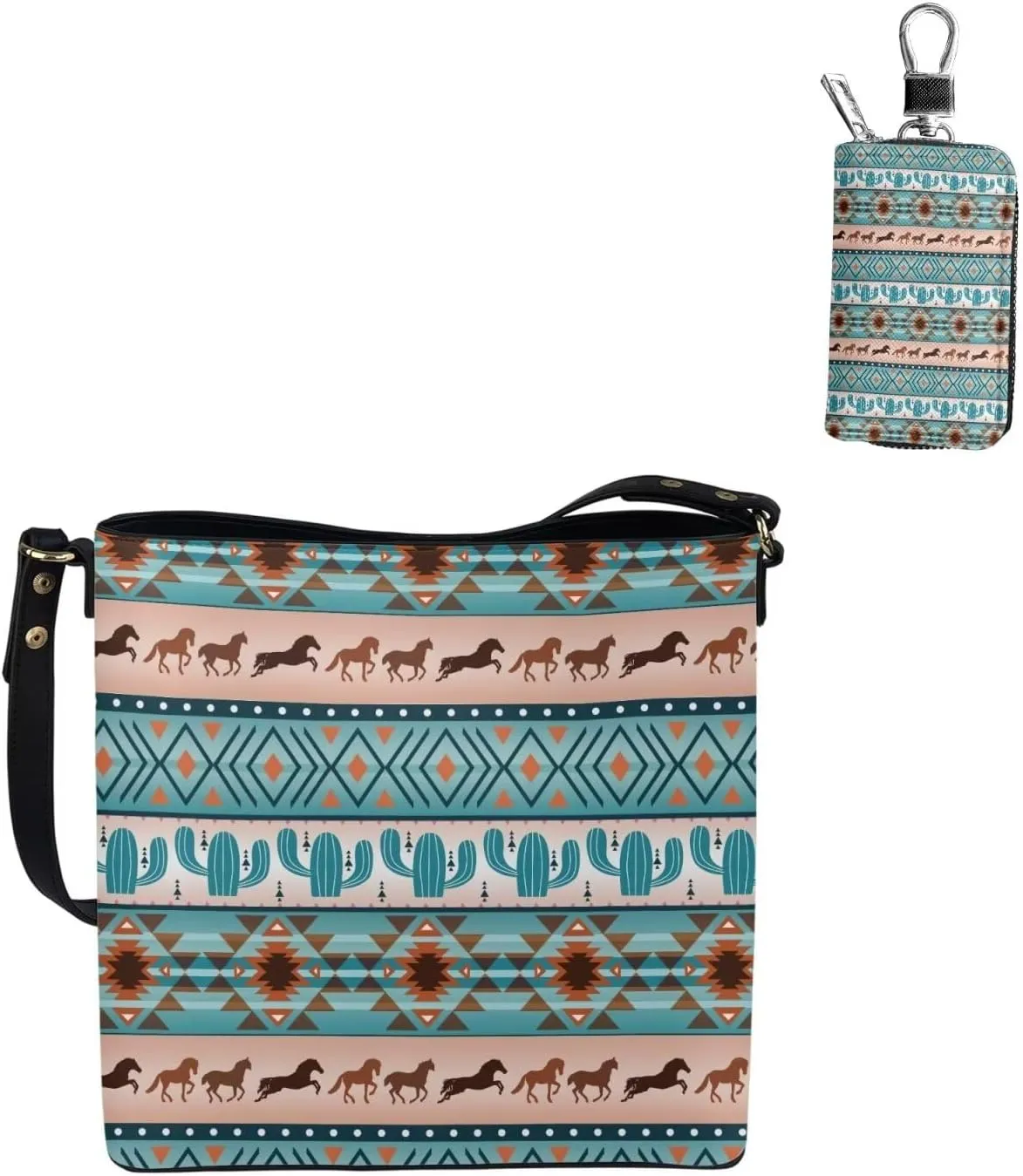 2Pcs Tote Bags Set Crossbody Bags Shoulder Purses for Women Car Key Fob Protector