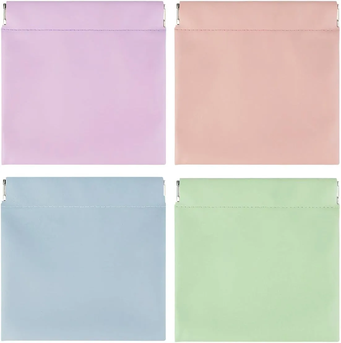 4 Pcs Cosmetic Bag Snap Closure Leather Organizer Pouch Small Makeup Bag for Purse Self-Closing Pocket Cosmetics Bags for Women Portable Waterproof Mini Travel Storage Pouch for Jewelry Squeeze Top