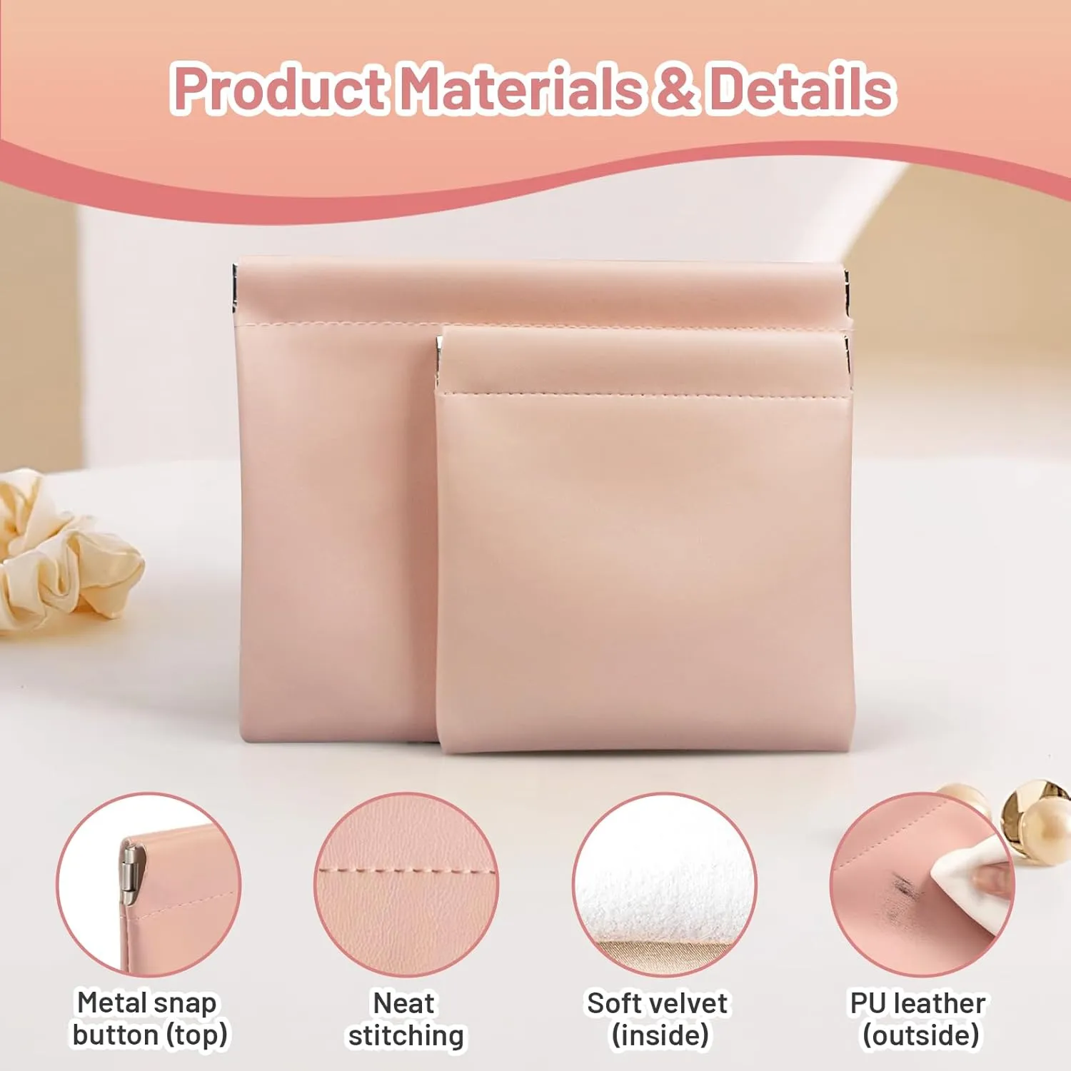 4.72x4.72 Small Pouches for Purse, 8PCS Cute Snap Closure Storages, Mini Organizer for Inside Large Makeup Bag, Organize Cosmetic, Lipstick, Jewelry, Coins in Women's Handbag/Tote/Travel