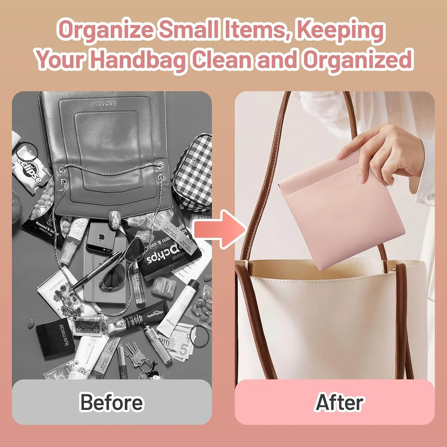 4.72x4.72 Small Pouches for Purse, 8PCS Cute Snap Closure Storages, Mini Organizer for Inside Large Makeup Bag, Organize Cosmetic, Lipstick, Jewelry, Coins in Women's Handbag/Tote/Travel