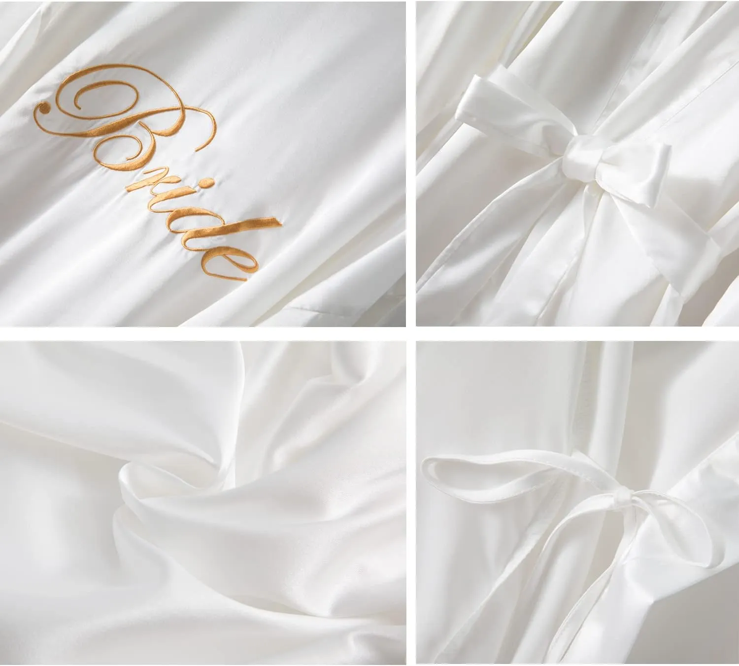5 Pcs Bride Bridesmaids Robes for Wedding Party Getting Ready Satin Kimono Bathrobe Embroidered Silky Loungewear