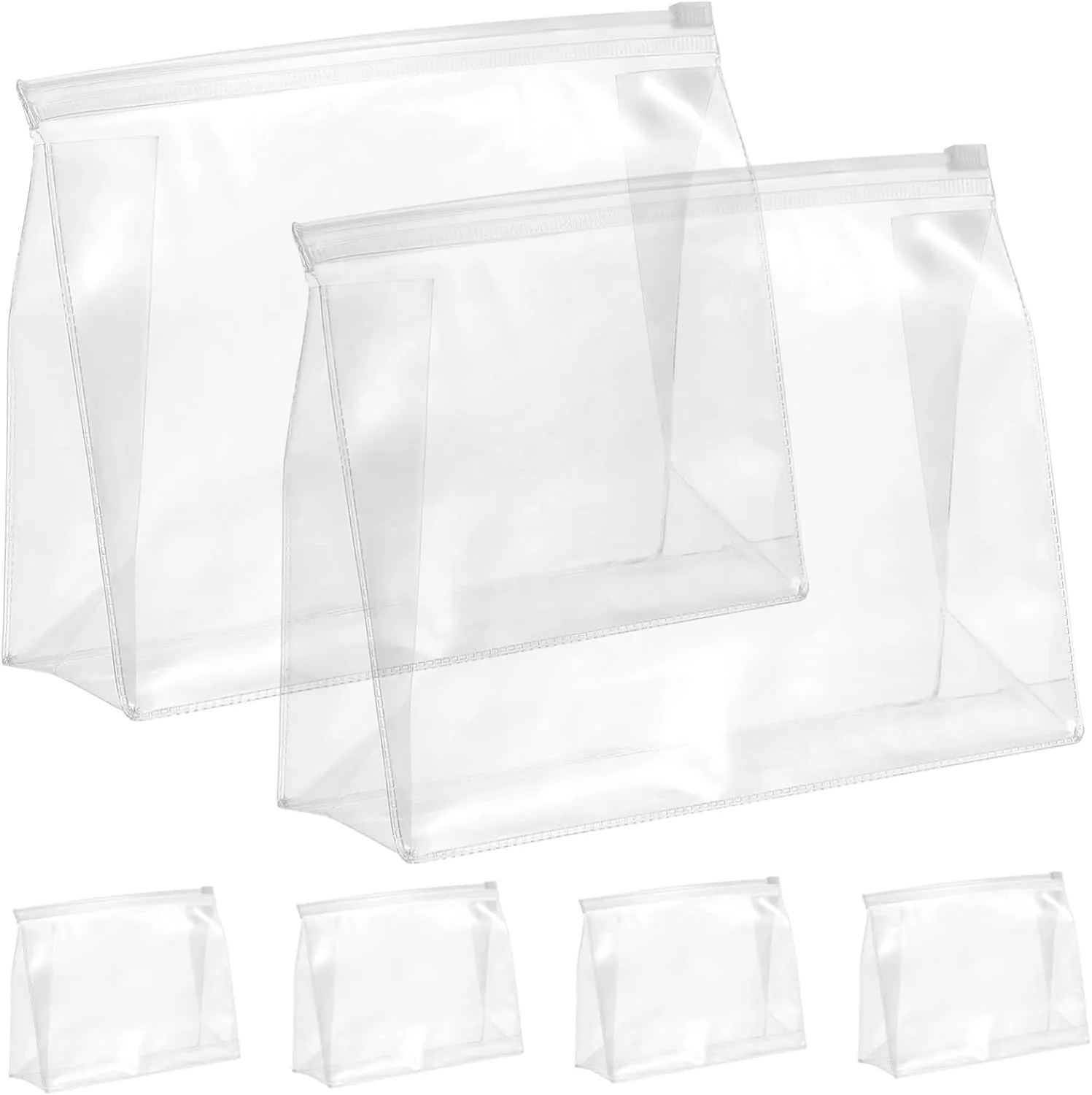 6 Pcs Clear Makeup Bags Organizer Pouches for Travel Easy to Clean Ample Storage for Durable Zippered Design for Women