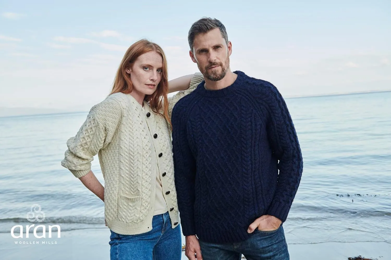 Achill Women's Irish Cable Knit Aran Cardigan, 100% Merino Wool, Made in Ireland