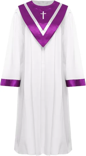 Aislor Unisex Womens Mens Choir Robes Clergy Pastor Robes Priest Cloak Costume with V-Shape Stole