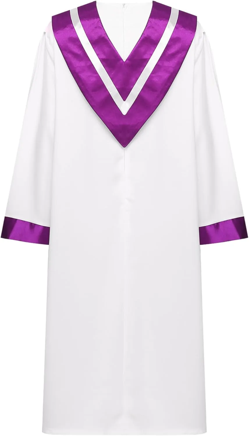 Aislor Unisex Womens Mens Choir Robes Clergy Pastor Robes Priest Cloak Costume with V-Shape Stole