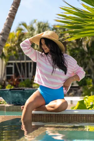 All Decked Out Pink Lightweight Striped Sweater