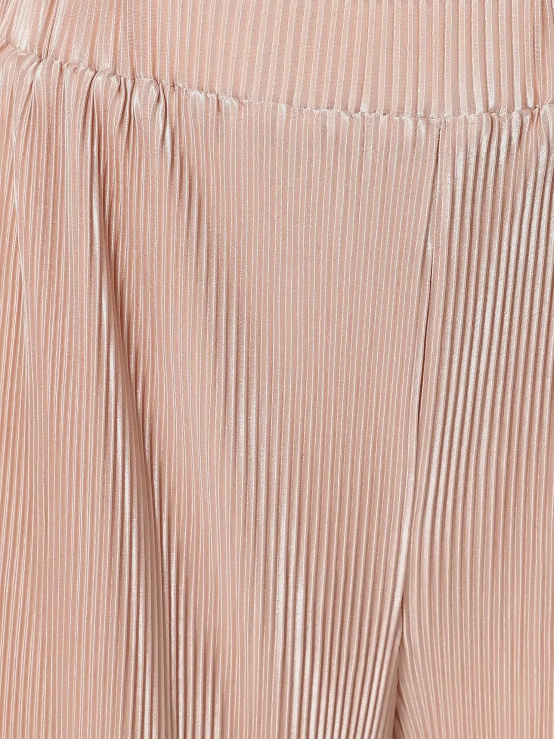 Allegra K Wide Leg Pants for Women's Pleated Shiny High Waist Elastic Casual Outfit Party Trousers