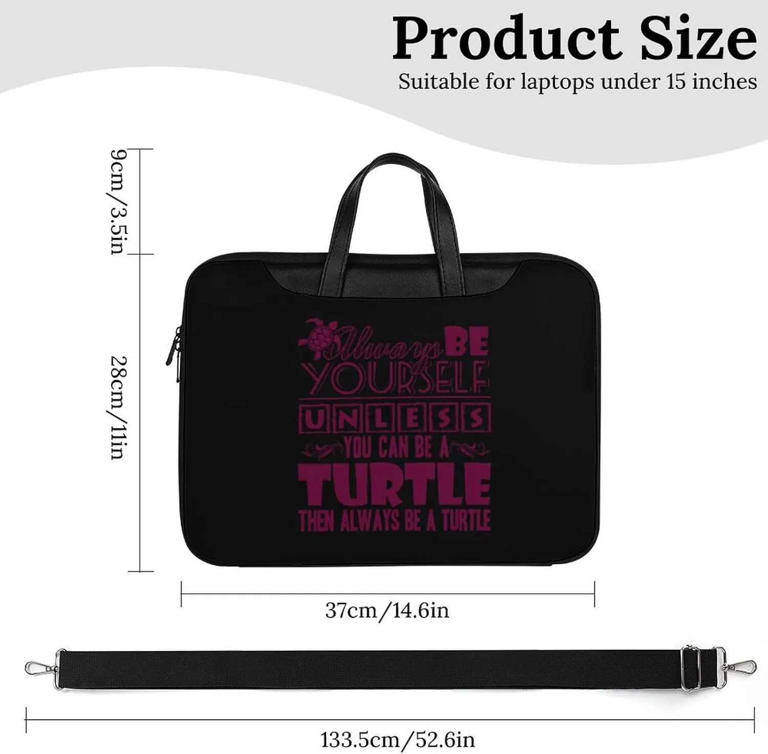 Always Be Turtle Leather Bag Laptop Case Slim Water Resistant Computer Bags with Handle Briefcase for Work
