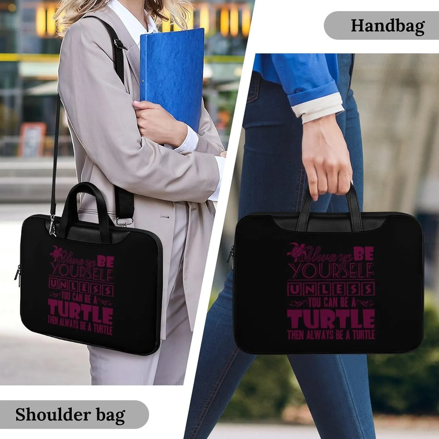 Always Be Turtle Leather Bag Laptop Case Slim Water Resistant Computer Bags with Handle Briefcase for Work