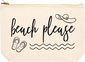 Andaz Press Funny Makeup Bag Canvas Cosmetic Bag with Zipper Beach Please Makeup Pouch For Purse Travel Pouch Toiletry Bag Funny Pencil Bag Cute Birthday Gifts for Women 6.5 x 9 Inch