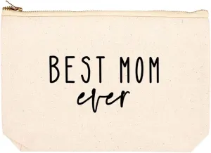 Andaz Press Funny Makeup Bag Canvas Cosmetic Bag with Zipper Best Mom Ever Makeup Pouch For Purse Travel Pouch Funny Pencil Bag Cute Birthday Mother's Day Gifts for Mom Women Her 6.5 x 9 Inch