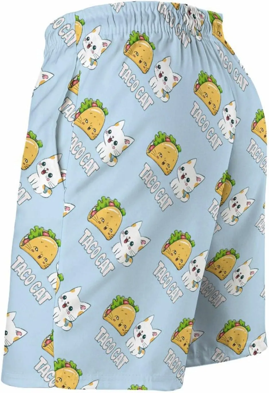Animal Cat Mexican Tacos Men's Swim Trunks Quick Dry Board Shorts Breathable Summer Beach Shorts Bathing Suits