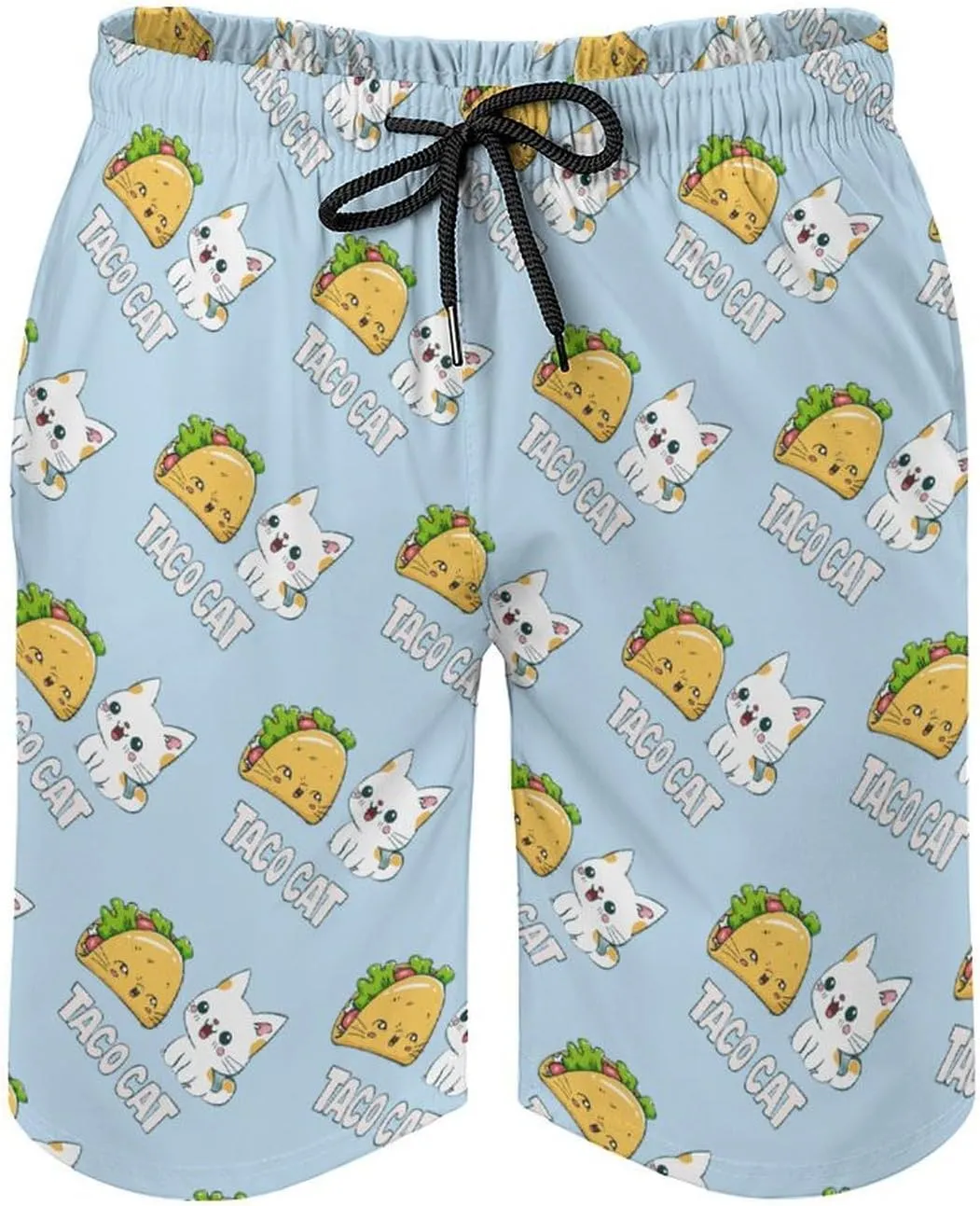 Animal Cat Mexican Tacos Men's Swim Trunks Quick Dry Board Shorts Breathable Summer Beach Shorts Bathing Suits