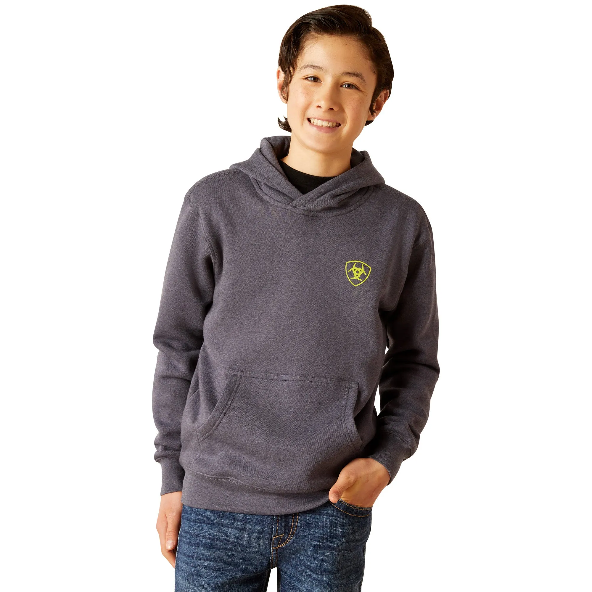 Ariat Youth Boy's Gradient Badge Odyssey Grey Heather Hoodie 10046478