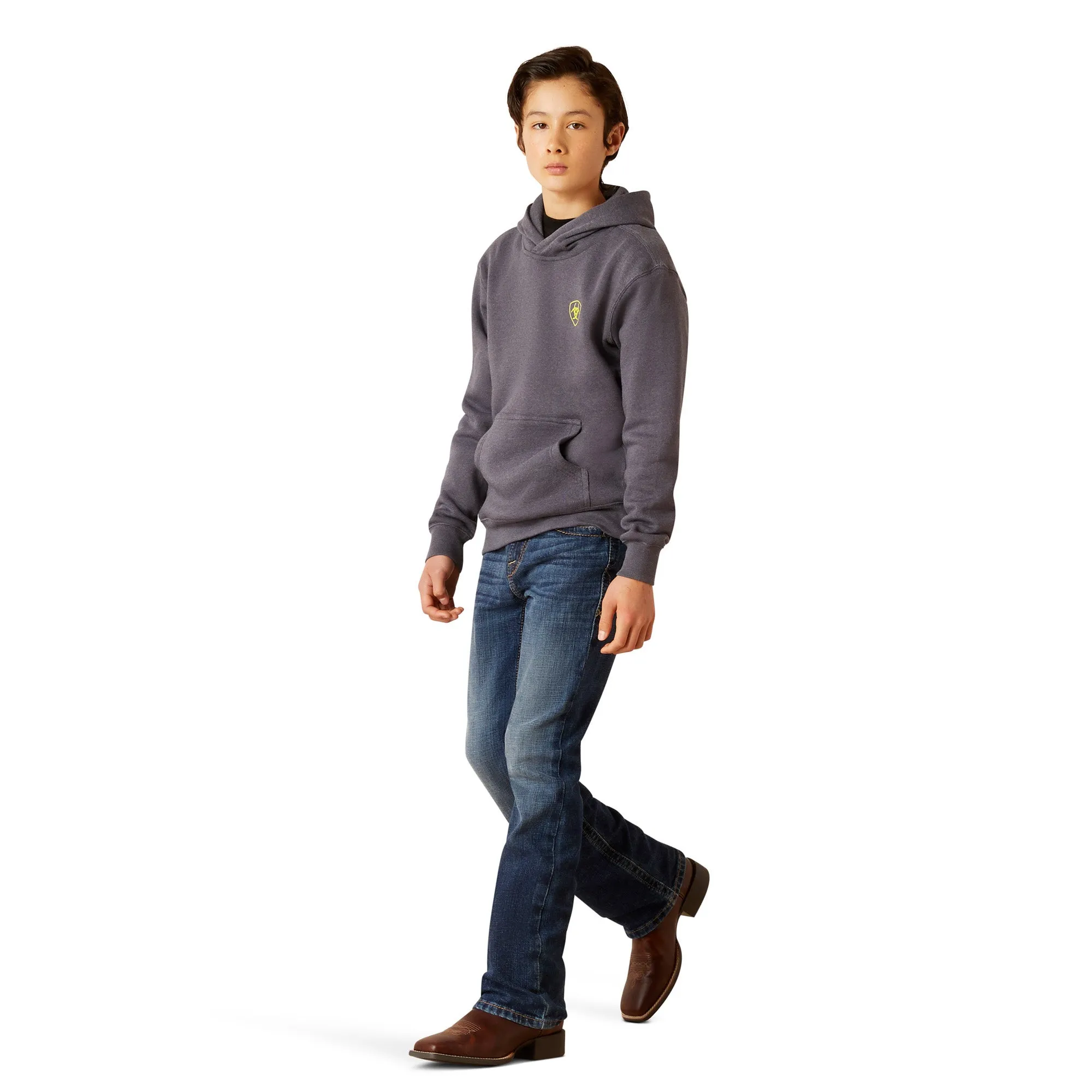 Ariat Youth Boy's Gradient Badge Odyssey Grey Heather Hoodie 10046478