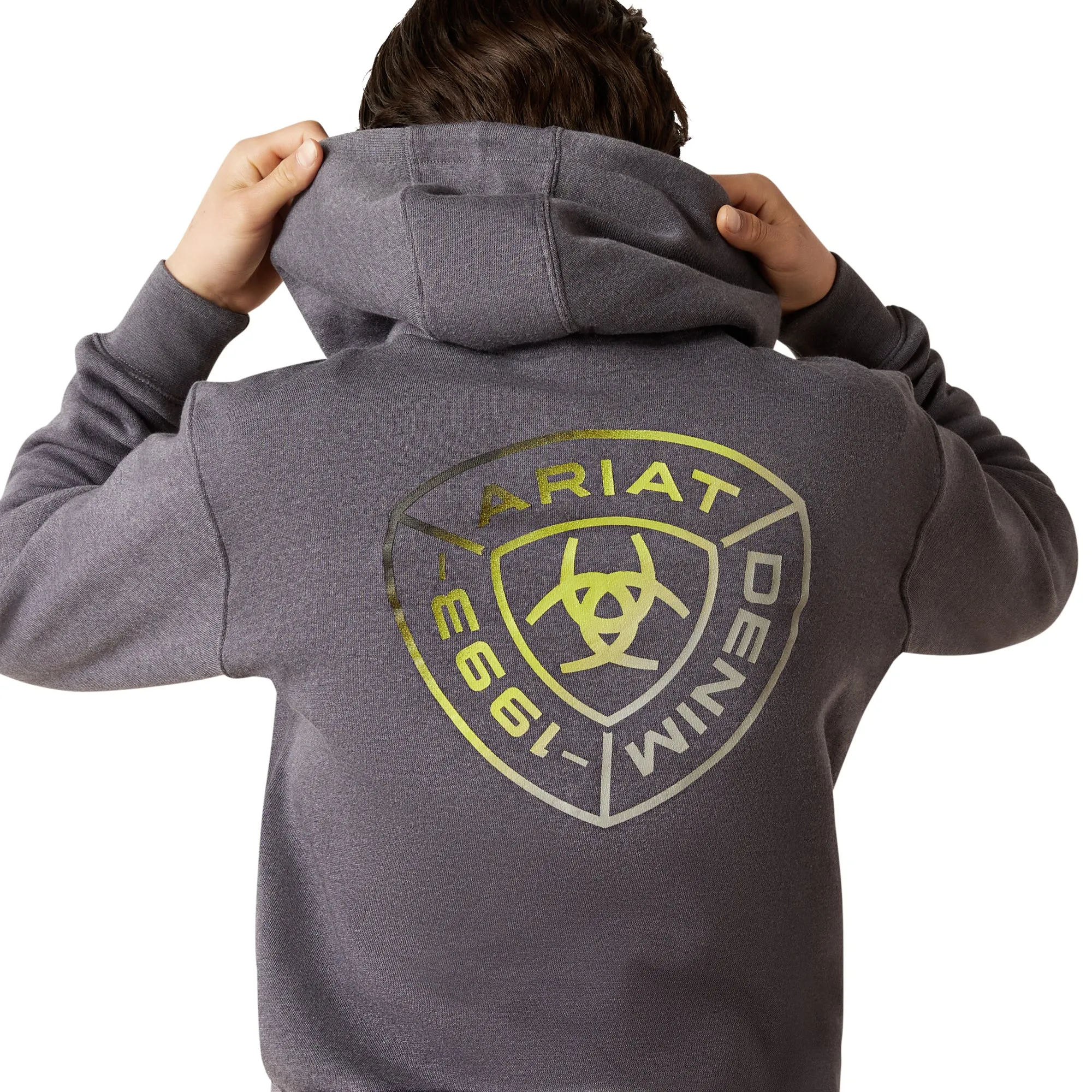 Ariat Youth Boy's Gradient Badge Odyssey Grey Heather Hoodie 10046478