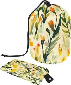Art Yellow Watercolor Field 25 Travel Cosmetic Bags Makeup Bag for Women, Foldable Drawstring Travel Cosmetic Bags, Portable Toiletry Bucket Bag
