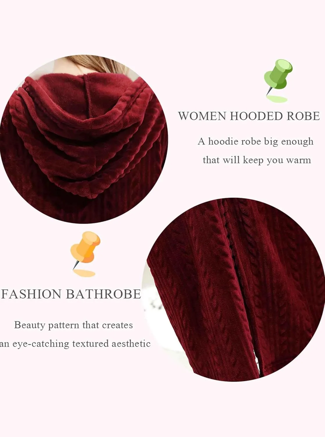 Artfasion Womens Robe Long Zipper Front Hooded Full Length Housecoat Sleepwear for Ladies