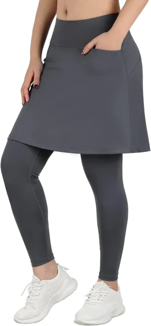 Athletic Skirt with Leggings Tennis Skirted Legging for Women with Pocket
