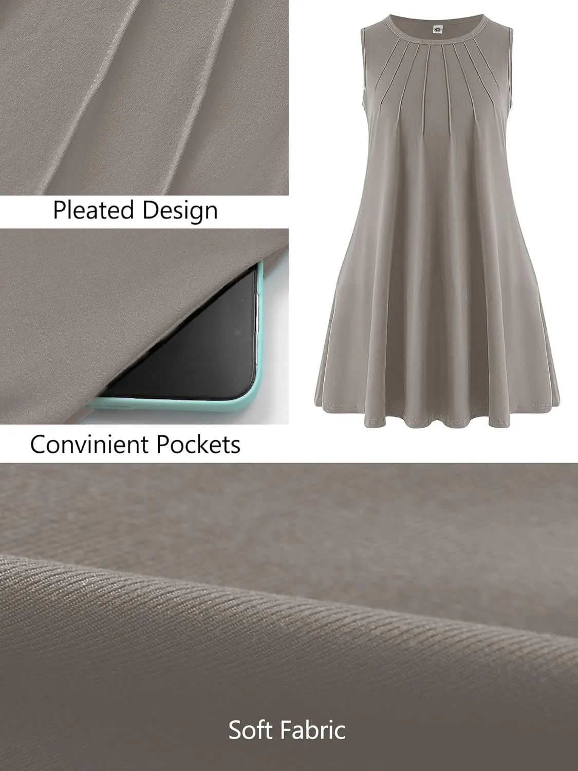 AusLook Plus Size Women's Summer Sleeveless Crew Neck Midi Dresses Casual Loose Fitting Tank Sundress with Pockets