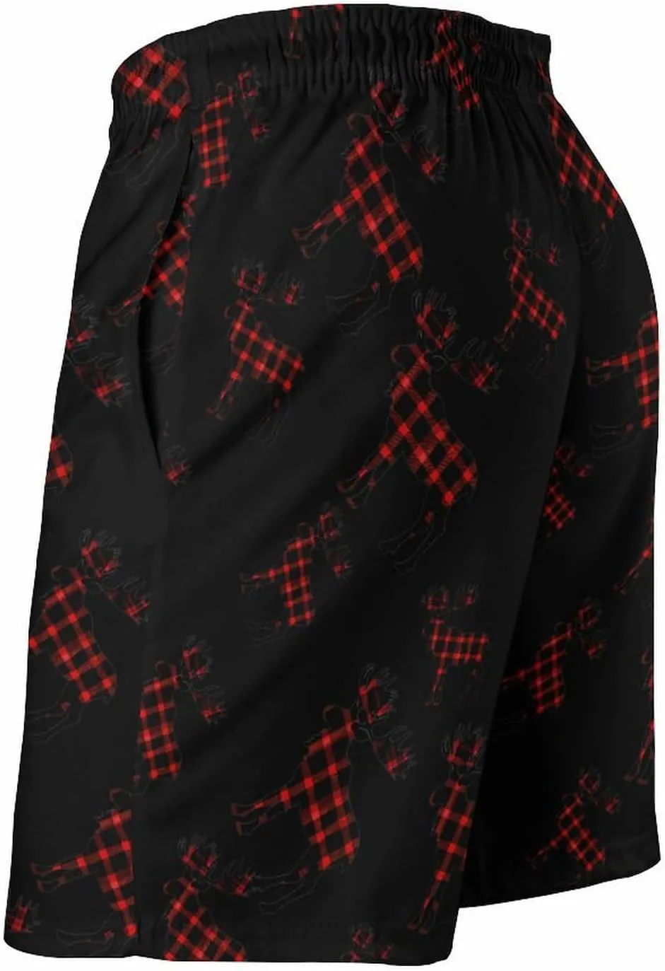 Autumn Plaid Moose Men's Swim Trunks Quick Dry Board Shorts Breathable Summer Beach Shorts Bathing Suits