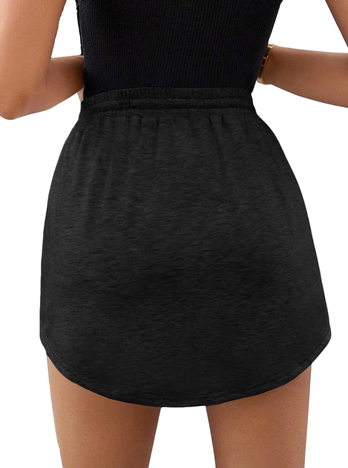 Avanova Women Drawstring Sweat Skirt Mini Skort Elastic High Waisted Short Skirt