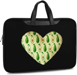 Avocado Love Heart Leather Bag Laptop Case Slim Water Resistant Computer Bags with Handle Briefcase for Work