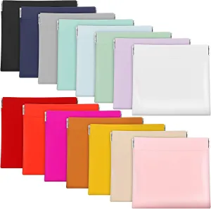 BBTO 15 Pcs Lambskin Small Makeup Bag Waterproof Leather Pocket Cosmetic Bag No Zipper Self Closing Small Cosmetic Bag Cosmetic Pouch Travel Storage for Women Cosmetics Headphones Jewelry