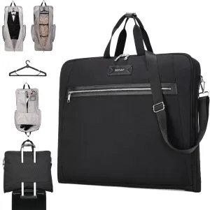 BE SMART Waterproof Garment Bags for Travel, Large Hanging Bags for Clothes with 1 Coat Hanger, Foldable Carry on Suit Bag for Men Women, Wrinkle Free Suit Cover for Shirts Dresses Coats, Black