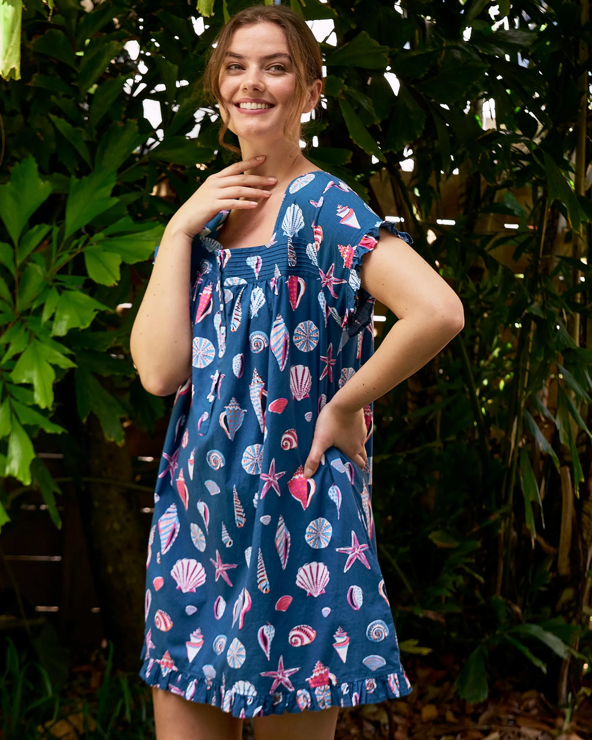 Beachcomber - Pintuck Nightgown - Shoreline Blue