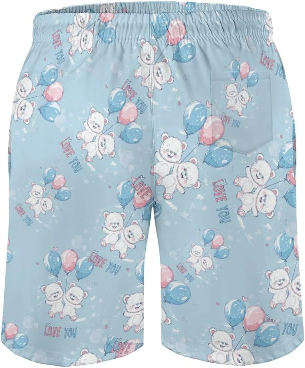 Bears Balloons Loves You Men's Swim Trunks Quick Dry Board Shorts Breathable Summer Beach Shorts Bathing Suits