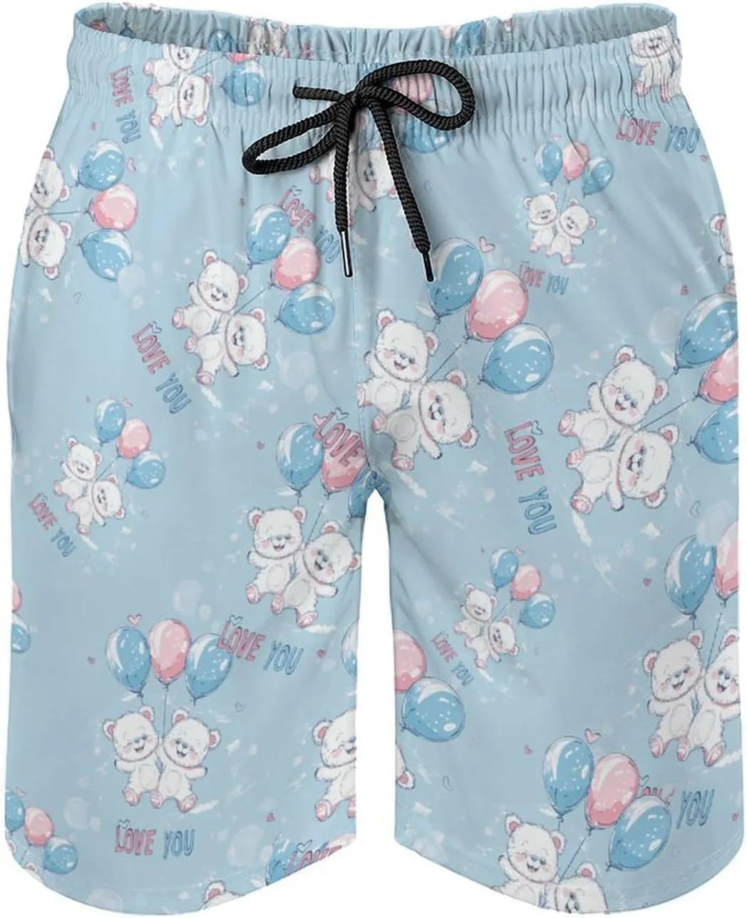 Bears Balloons Loves You Men's Swim Trunks Quick Dry Board Shorts Breathable Summer Beach Shorts Bathing Suits