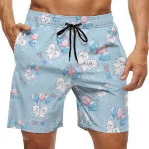 Bears Balloons Loves You Men's Swim Trunks Quick Dry Board Shorts Breathable Summer Beach Shorts Bathing Suits